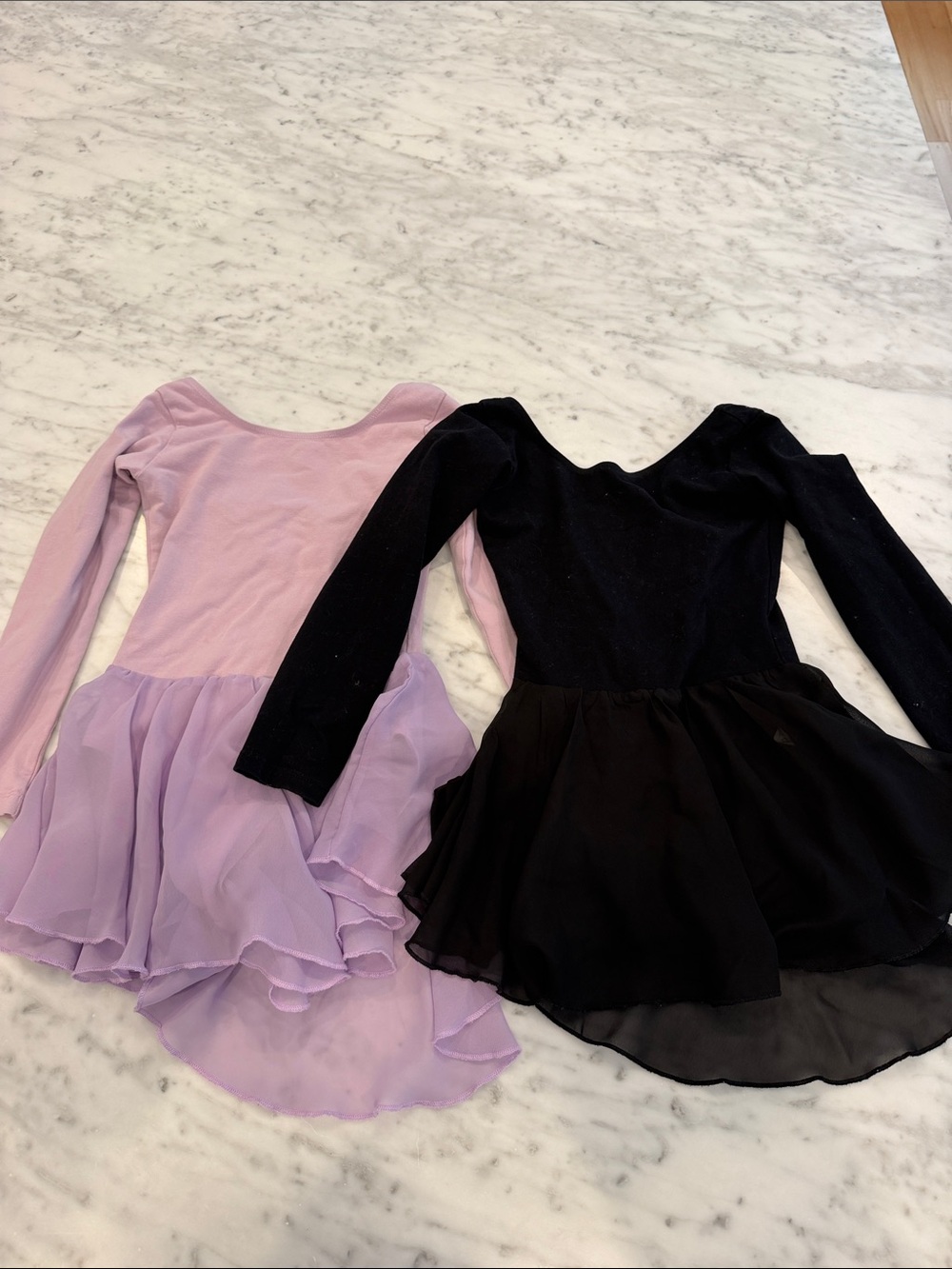 Set of two Girls Lilac/black Long-Sleeve Ballet leo Crisscross Back girls 6-7